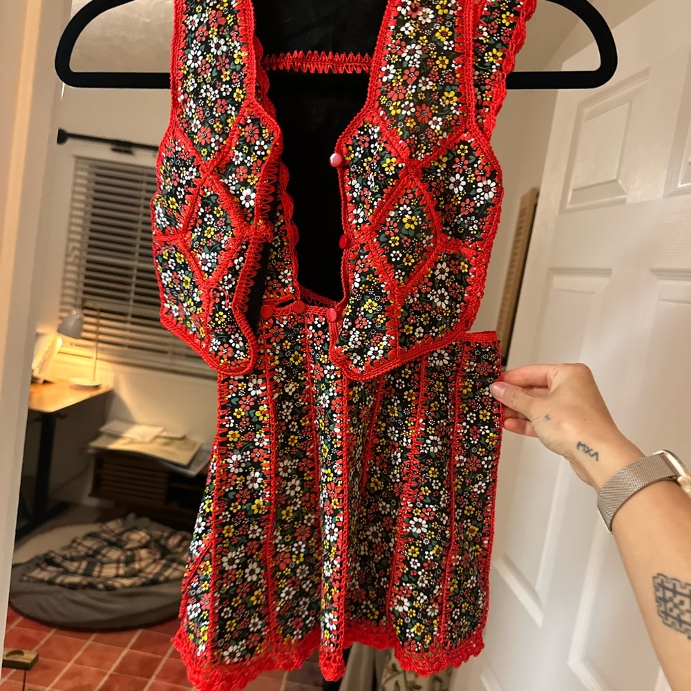 Source Unknown Red Floral Kids Casual Dress